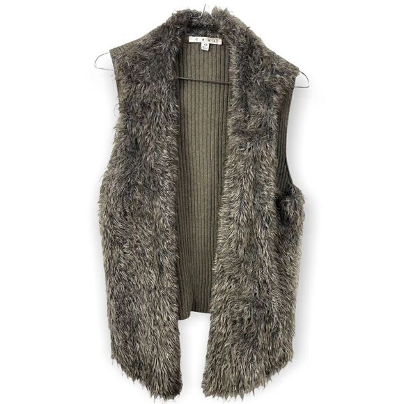 CAbi #180 Mohair Alpaca Faux Fur Sweater Knit Vest - Picture 2 of 6